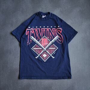 Vintage 90's Minnesota Twins Baseball Navy Shirt Medium